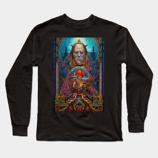 Aleister Crowley The Great Beast of Thelema painted in a Surrealist and Impressionist style Long Sleeve T-Shirt by hclara23